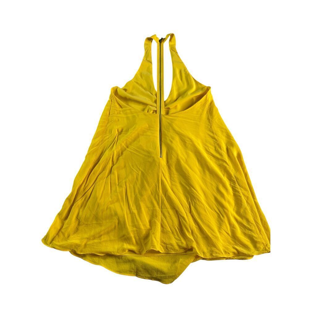Alice + Olivia Dress Womens 4 Yellow Silk Racerback Mini Shift Zip Back Lined - Picture 2 of 8